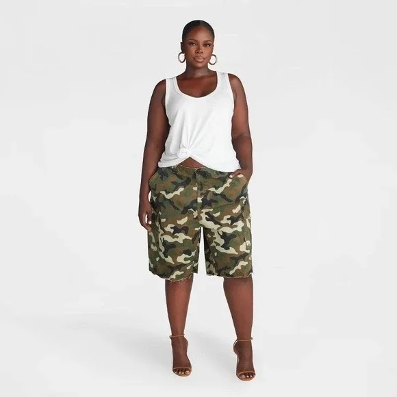 KBB KAHLANA Target XS Extra Small Mid-Rise The Cargo Shorts Camo Bermuda Short - Picture 9 of 9